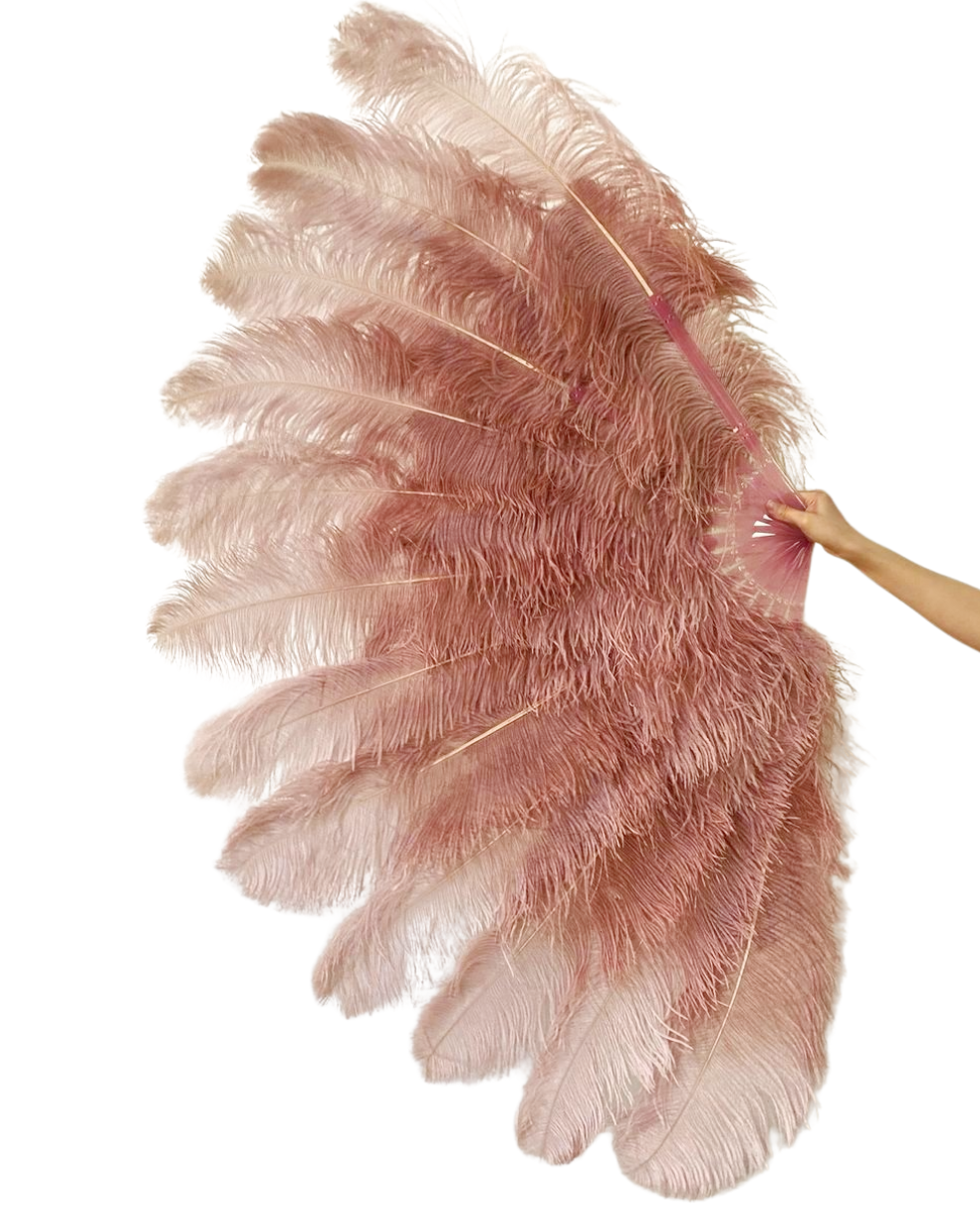 BurlyLuxe Professional 2 Layer Ostrich Feather Fan