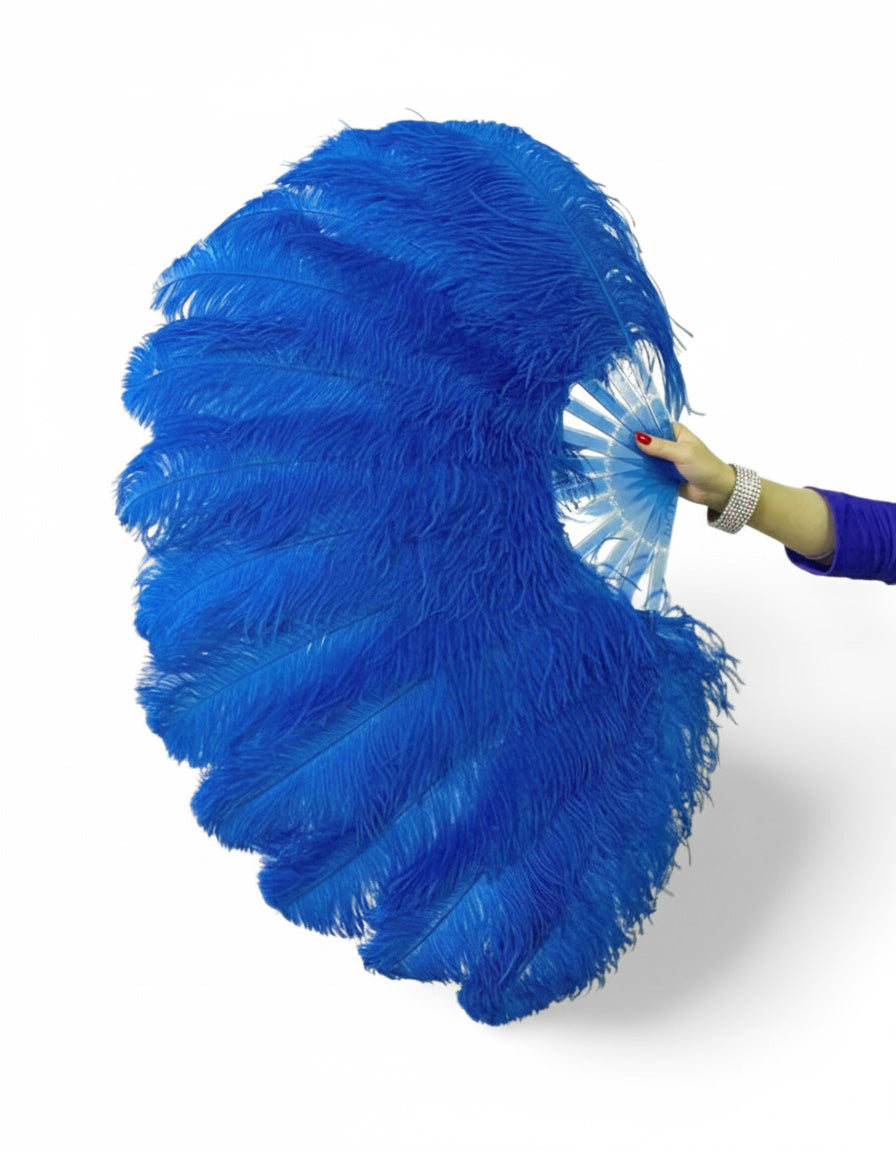 The Half-Moon Professional Fan - 180°  2 Layer Ostrich Feather Fan 34"x 68"