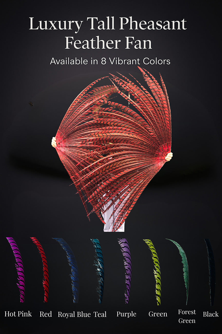 Luxury Tall Pheasant Feather Fan 37"x69