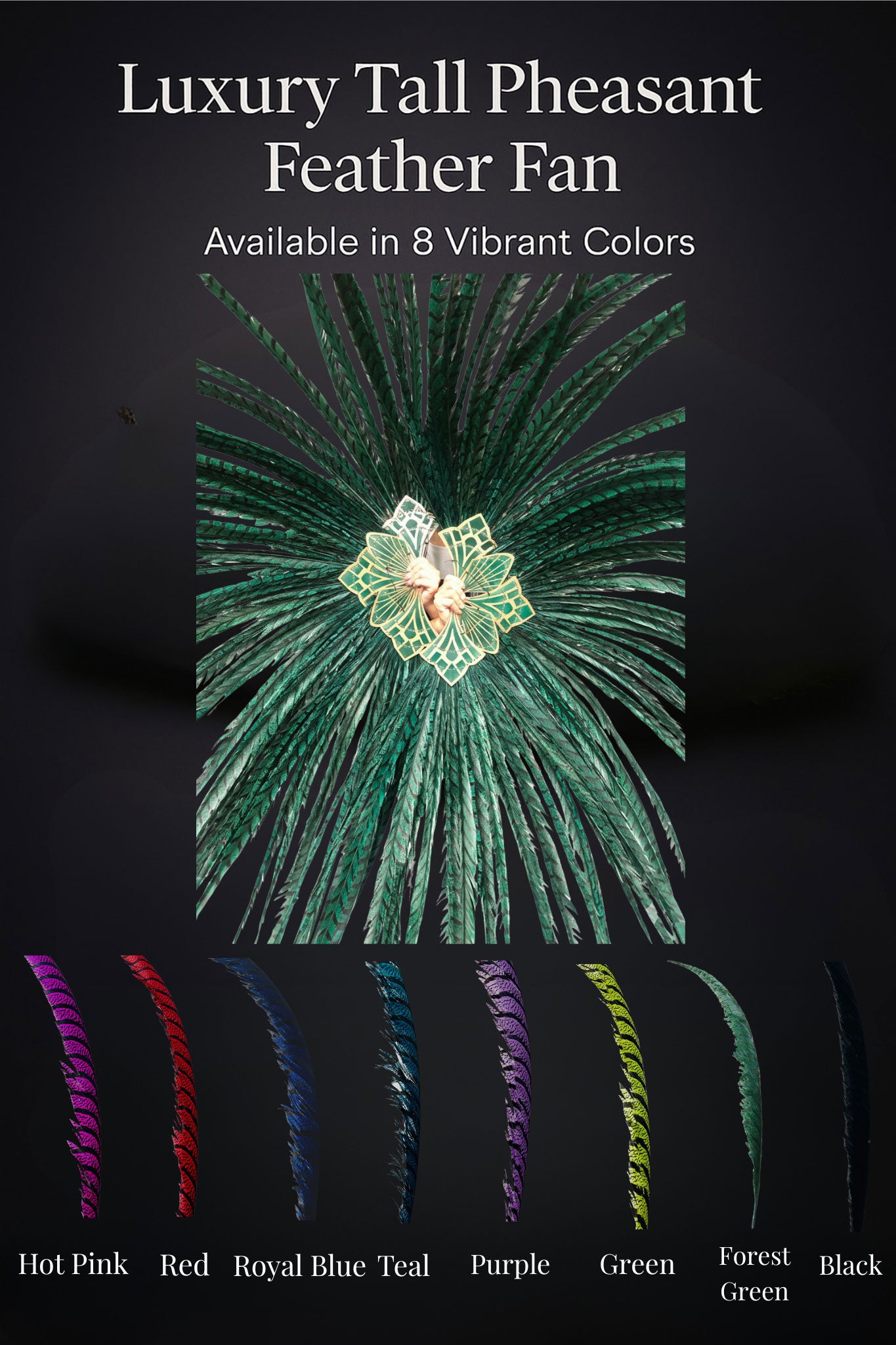 Luxury Tall Pheasant Feather Fan 38"x80"