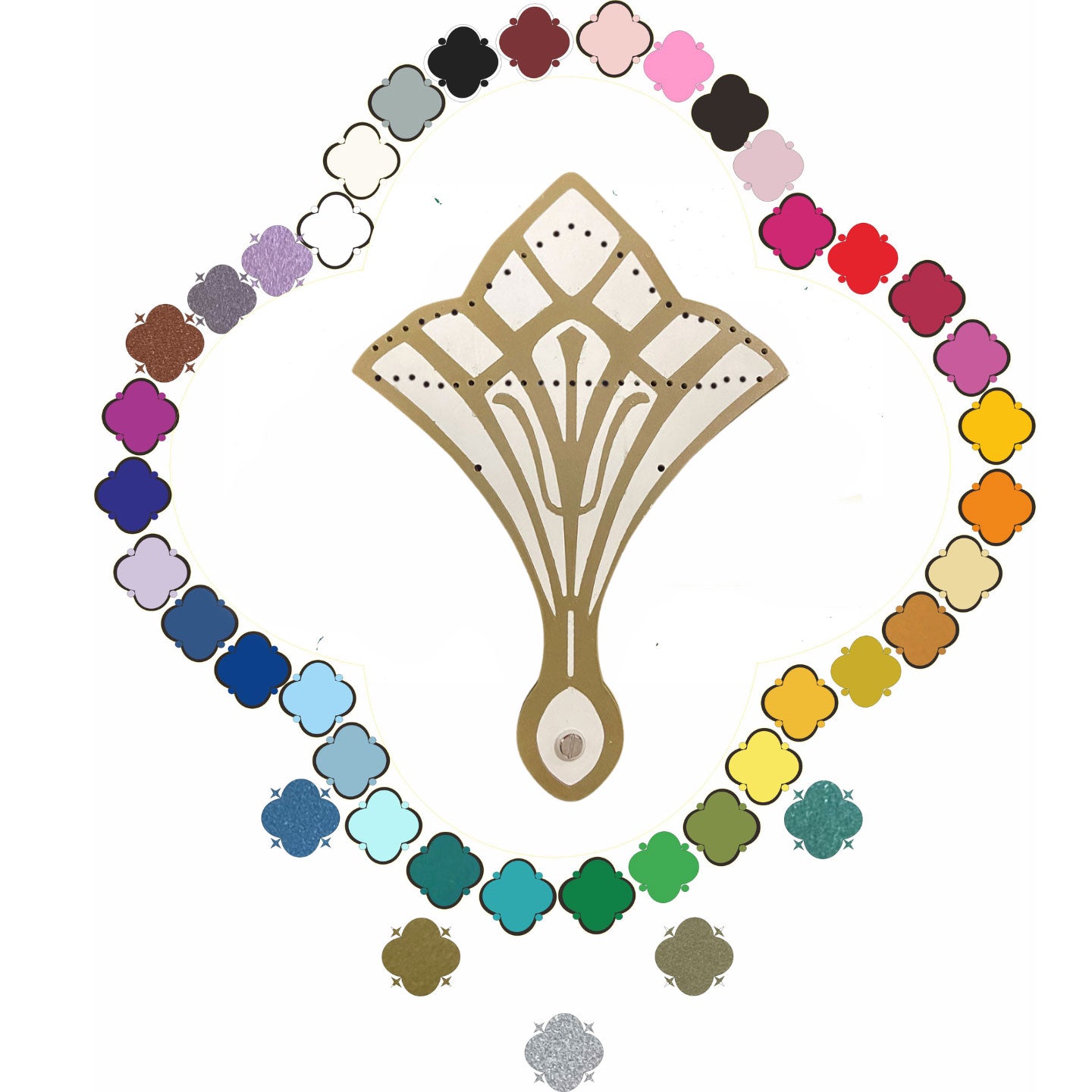 BurlyLuxe Gilded Trident Aluminum Pheasant Feather Fan Staves