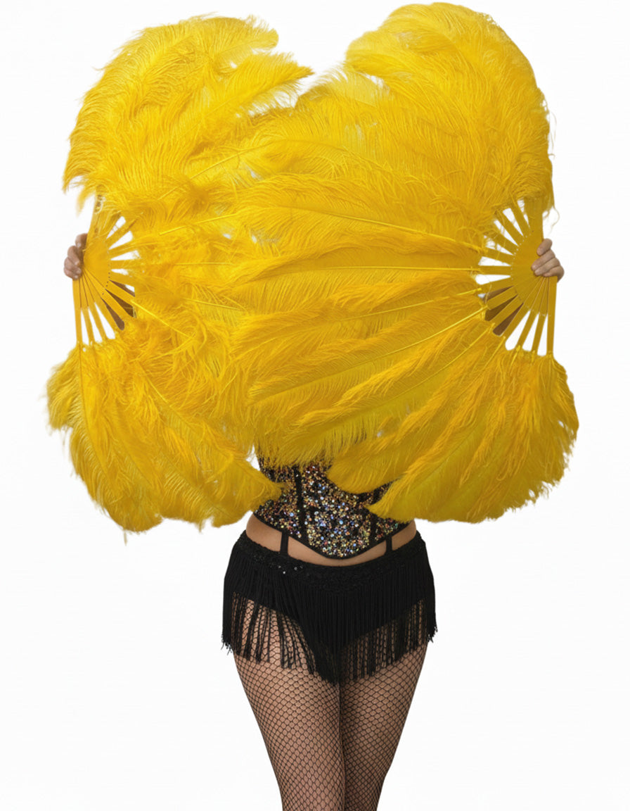 The Half-Moon Beginner's Fan - 180° Single Layer Ostrich Feather Fan 25"x50"