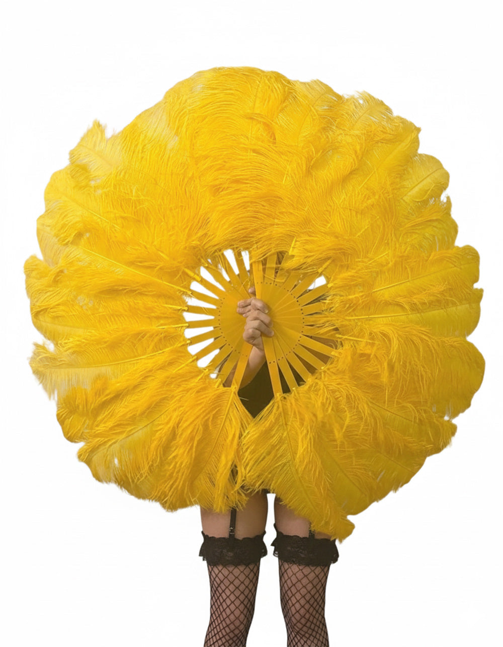 The Half-Moon Beginner's Fan - 180° Single Layer Ostrich Feather Fan 25"x50"