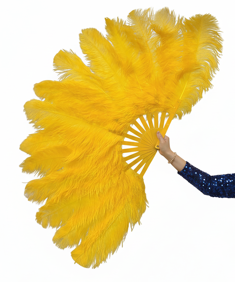 The Half-Moon Beginner's Fan - 180° Single Layer Ostrich Feather Fan 25"x50"