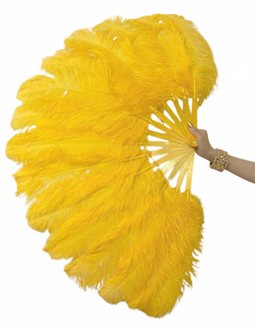 The Half-Moon Beginner's Fan - 180° Single Layer Ostrich Feather Fan 25"x50"