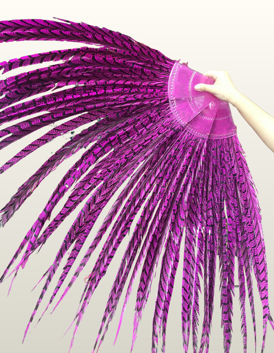 Luxury Tall Pheasant Feather Fan 37"x69