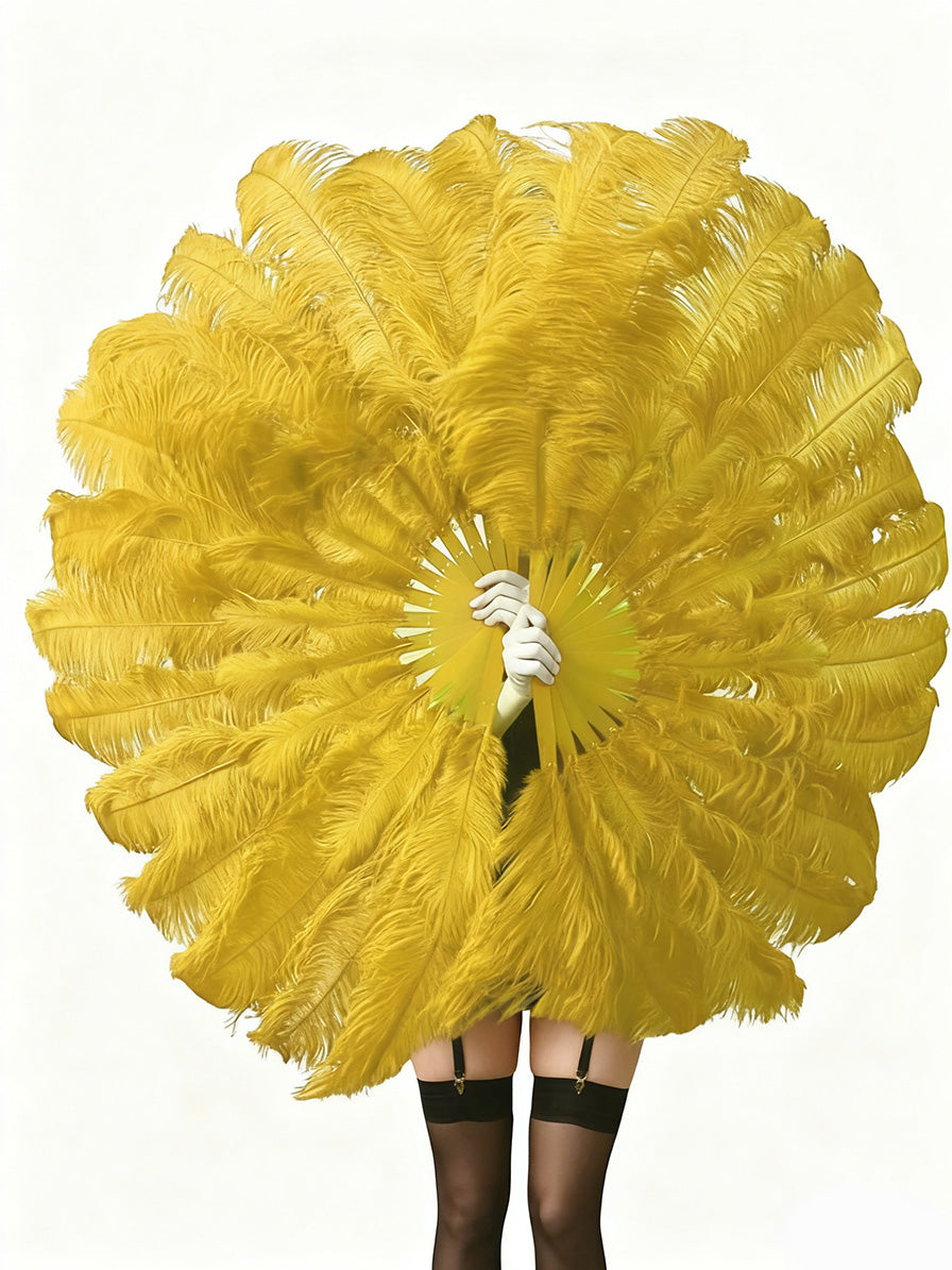 The Half-Moon Advanced Fan -  180°  2 Layer Ostrich Feather Fan 30"x60"