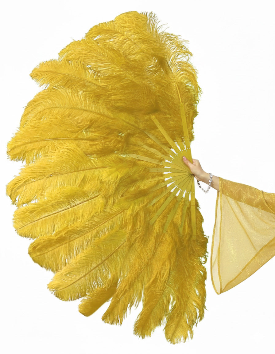 The Half-Moon Advanced Fan -  180°  2 Layer Ostrich Feather Fan 30"x60"