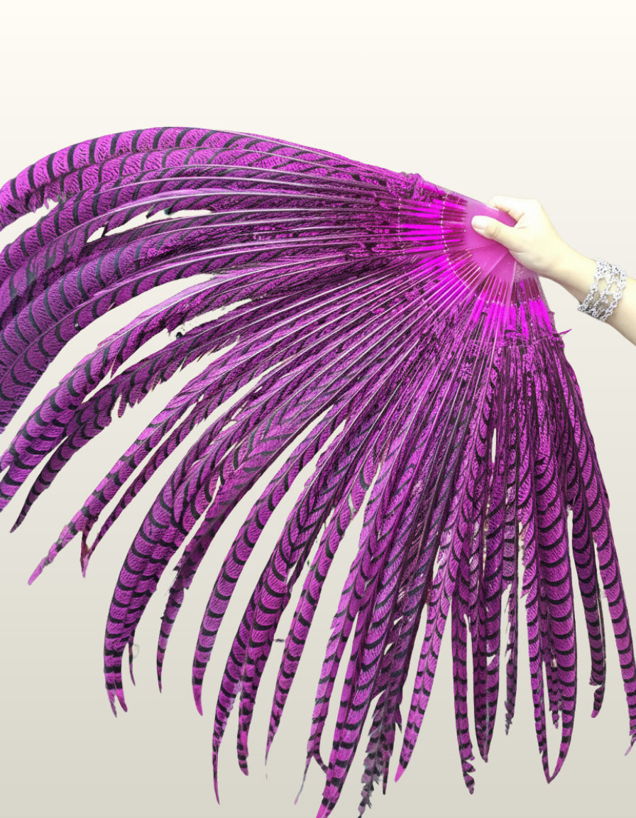 Luxury Tall Pheasant Feather Fan 37"x69