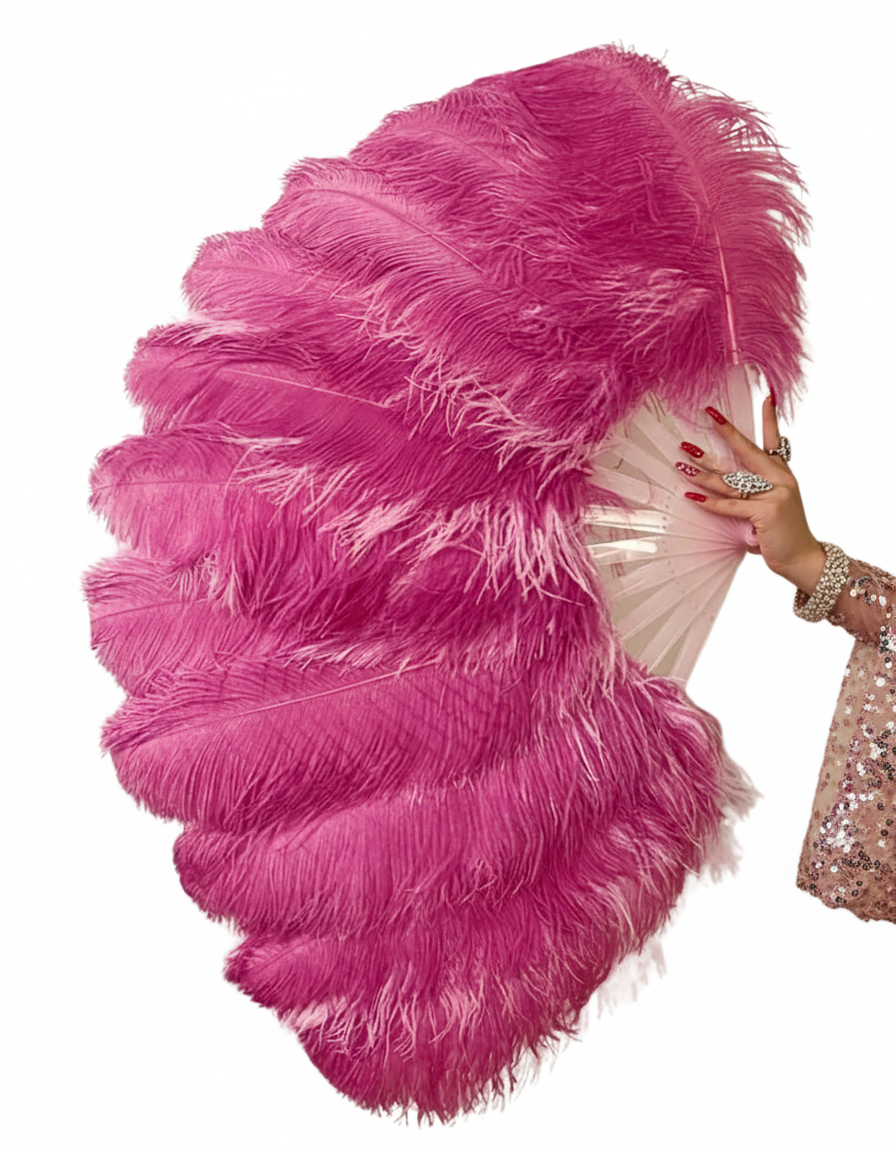 Single Layer Beginner’s Double-Sided Stage Ostrich Feather Fan 25"x 47"