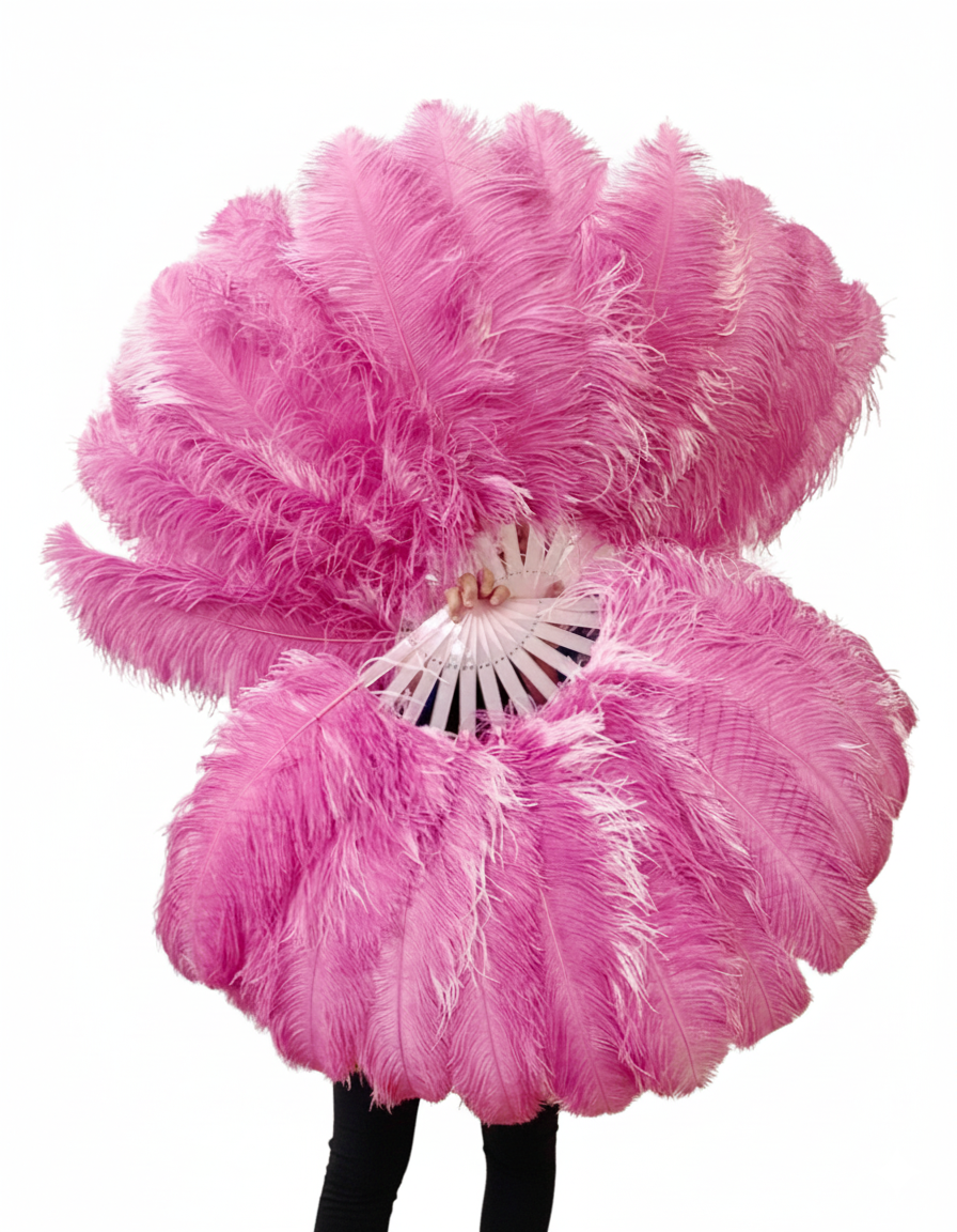 Single Layer Beginner’s Double-Sided Stage Ostrich Feather Fan 25"x 47"