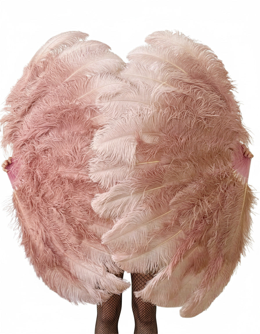 2 Layer Professional mix color Ostrich Feather Fan 34"x60"