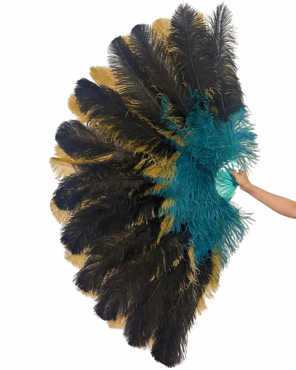 Triple Layer Master Mix Color Ostrich Feather Fan 35"x 65"
