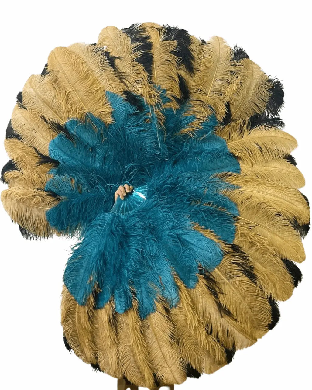 Triple Layer Master Mix Color Ostrich Feather Fan 35"x 65"