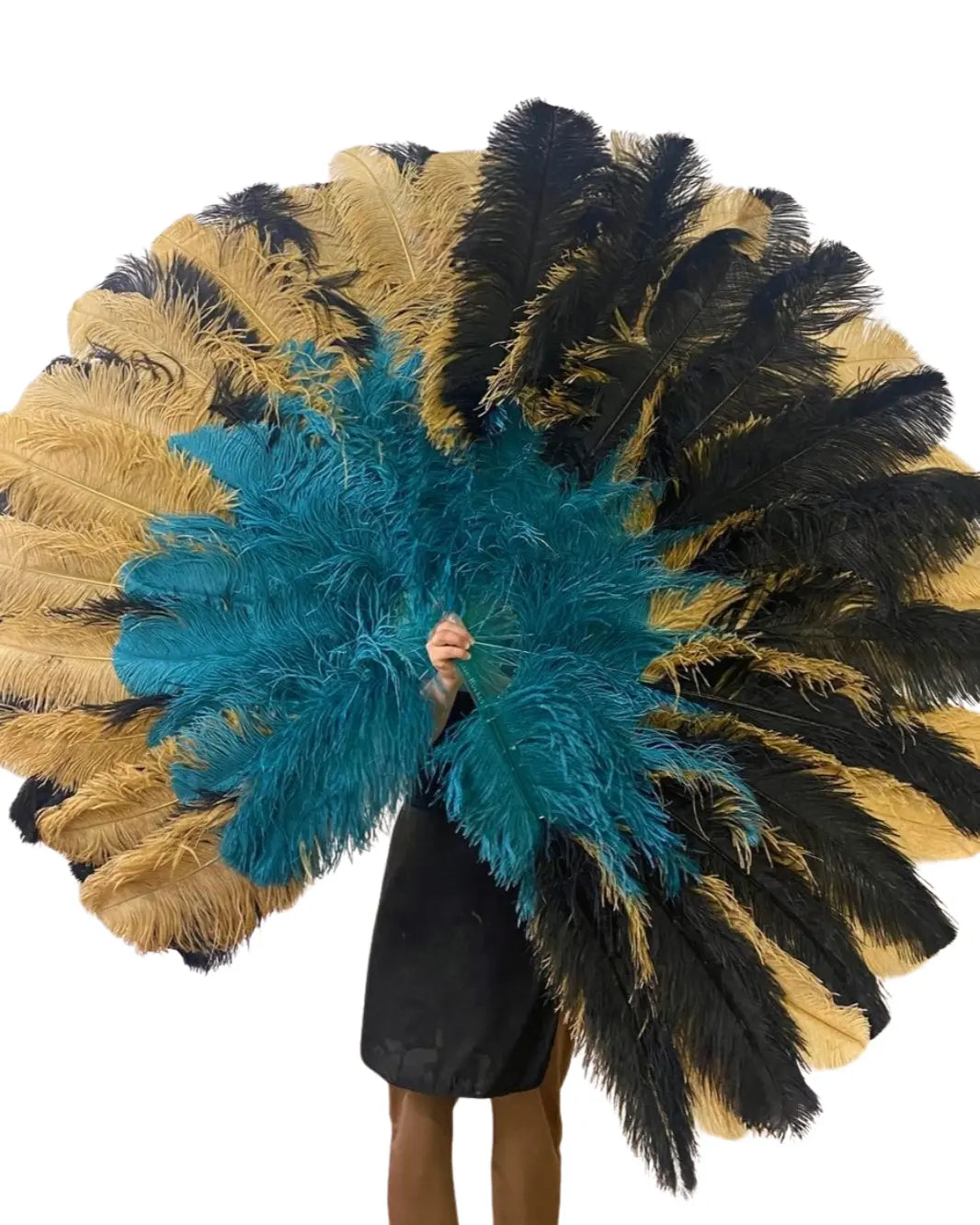 Triple Layer Master Mix Color Ostrich Feather Fan 35"x 65"