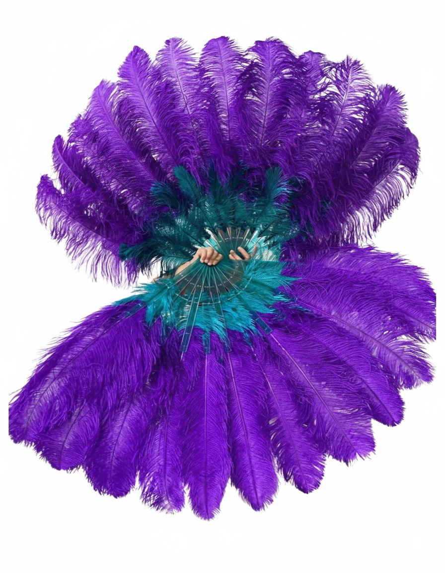 2 Layer Advanced mix color Ostrich Feather Fan 30"x54"