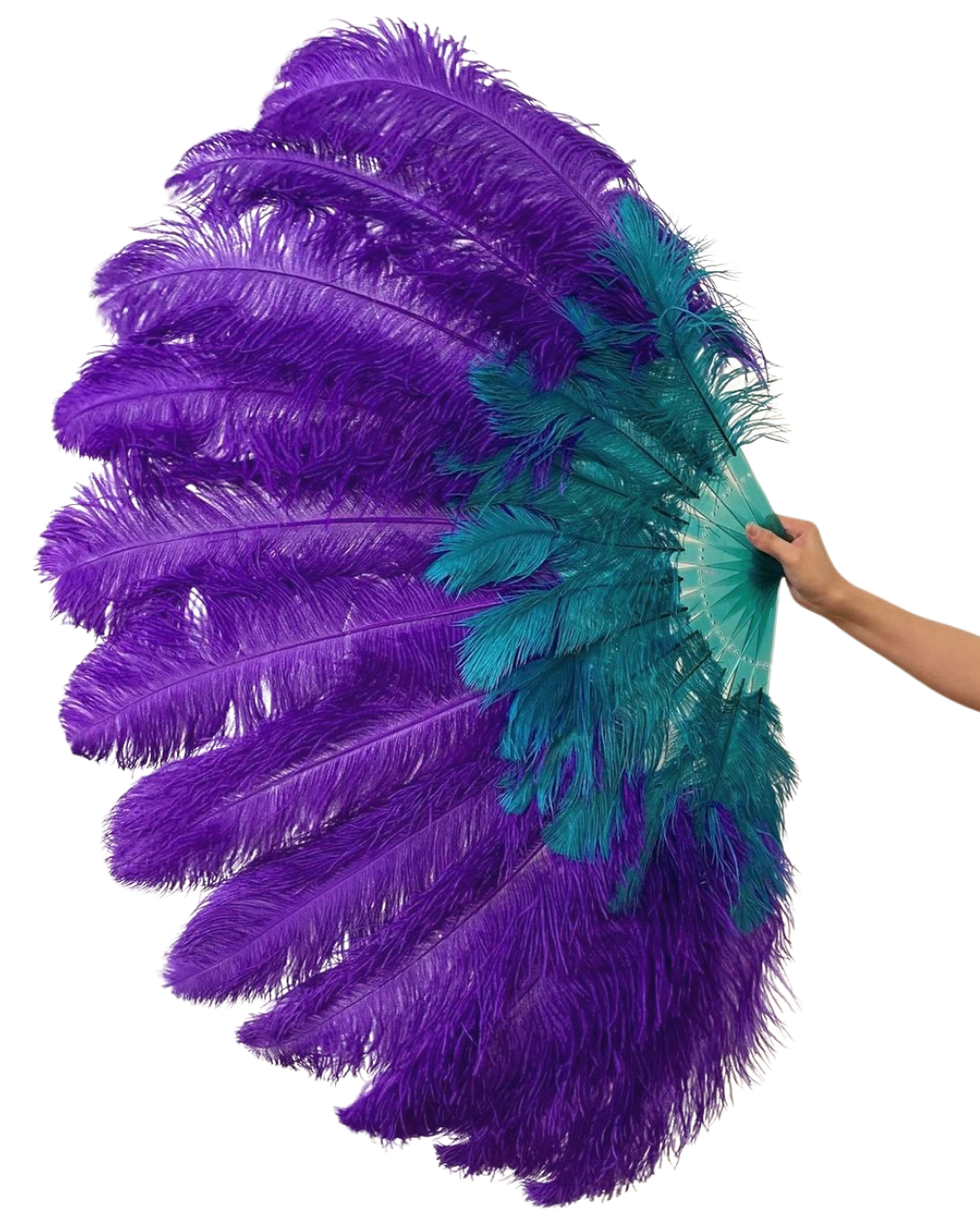 2 Layer Advanced mix color Ostrich Feather Fan 30"x54"